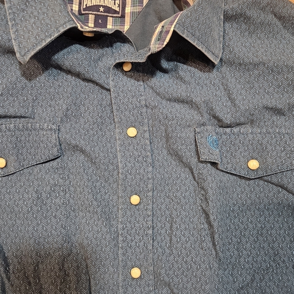 Panhandle Slim Blue Snap Front Western Shirt L - Picture 2 of 8